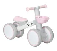 Bicicleta infantil AIYAPLAY de 4 ruedas, ajustable, con manillar ergonómico de aleación de aluminio. PP gris blanco rosa, Niño de 1 a 3 años Rosa