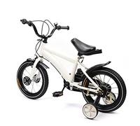 Bicicleta infantil de 14 pulgadas, unisex, marco de acero al carbono con ruedas estabilizadoras, adecuada para niños de 3 a 6 años, marco ligero, cómodo paseo (blanco)