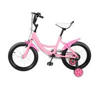 Bicicleta infantil de 16 pulgadas, altura ajustable, con ruedas estabilizadoras extraíbles y guardabarros trasero, bicicleta de pedal, con sillín ajustable, para niños y niñas (rosa)