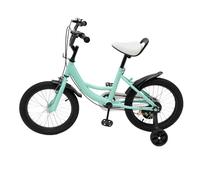 Bicicleta infantil de 16 pulgadas, altura ajustable, con ruedas estabilizadoras extraíbles y guardabarros trasero, bicicleta de pedal, con sillín ajustable, para niños y niñas (verde)