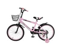 Bicicleta infantil de 16 pulgadas, Asiento y manillar ajustables, Marco de acero al carbono, Frenos dobles, Ruedas de radios a prueba de golpes, Rueda de flash magnética, Ruedas de apoyo desmontables