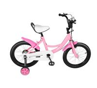 Bicicleta infantil de 16 pulgadas con ruedas auxiliares, freno de mano, bicicleta infantil, color rosa, adecuada para niños de 4 a 8 años, volante y sillín ajustables en altura