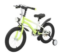Bicicleta infantil de 16 pulgadas con ruedas estabilizadoras y luz LED, bicicleta para niños y niñas con timbre manual y guardabarros, flexible ajustable, para 5 a 8 años (amarillo, 16 pulgadas)