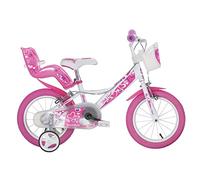 Bicicleta Infantil Dino Niño16 Pulgadas Freno Delantero y Trasero al Manillar Rosa Blanco