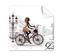 Bicicleta Lady France Mark Landmark National Bandera Arquitectura Custom Paisaje ilustración patrón Gafas paño de Limpieza de la Gamuza del teléfono Limpiador de Pantalla 5 Piezas