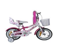 Bicicleta Niña 12 Pulgadas Diana con Cesta y Portamuñecas, Rosa y Blanco | Bicicleta de 12 pulgadas para 3 a 5 años (80-95 cm), con ruedines desmontables y cesta delantera.