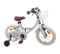 Bicicleta para niños de 14 pulgadas de acero gris claro, 1 velocidad | Frenos de pinza, protector de cadena integral, guardabarros, sillín y manillares ajustables, para niños de 3 a 5 años