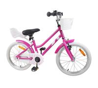 Bicicleta para niños de 18 pulgadas de acero rosa oscuro para 5-7 años | Cuadro de acero, sillín y manillares ajustables, frenos de tiro lineal y tambor, guardabarros, caballete, sillín ergonómico
