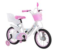 Bicicleta para niños de 5 a 8 años, Bicicleta para niña Dino Bikes Unicorn Tamaño:16 Tapones Unicorn Opcional,Asientos traseros, espejos retrovisores, cesta,16 Pulgadas - Blanco