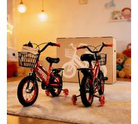 Bicicleta para niños LIXADA de 14/16 pulgadas ajustable, cesta extraíble y ruedas de entrenamiento