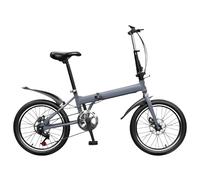 Bicicleta Plegable De 20 Pulgadas con 7 Velocidades,Se Pliega Fácilmente En 10 Segundos. El Cuadro Está Fabricado En Acero Al Carbono Reforzado, Ideal para Excursiones Al Aire Libre. Gray,22in