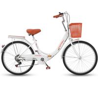 Bicicleta Plegable De 22/24 Pulgadas para Adultos, Hombres Y Mujeres, con Neumáticos Sólidos, Velocidad Variable, Ideal para Estudiantes Universitarios., C, 24in