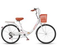 Bicicleta Plegable De 22/24 Pulgadas para Adultos, Hombres Y Mujeres, Neumático Sólido, Desplazamientos De Velocidad Variable, Bicicleta Retro para Estudiantes Universitarios B,24in