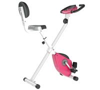 Bicicleta Plegable HOMCOM para Apartamento, Bicicleta de Fitness para Interiores, 8 Niveles de Resistencia Magnética con Respaldo Ajustable Rosa
