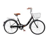 Bicicleta Plegable Urbana De 24 Pulgadas para Mujer con Neumáticos Sólidos, Cuadro De Acero De Alto Carbono De Una Sola Velocidad B,24 Inch