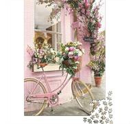 Bicicleta Rosa Floral Rompecabezas 1000 Piezas Adultos Coloridos Juego Difícil Regalo Navidad Acertijos Papel 52x38cm/1000pcs