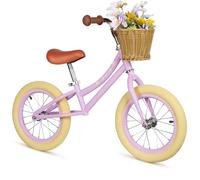 Bicicleta sin pedales de 14 pulgadas con cesta extraíble para niños, bicicleta de entrenamiento ajustable en altura con cuadro de acero al carbono y neumáticos de goma para 3, 4, 5 y 6 años.