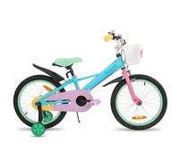 Bicicleta STITCH Macaron de 18 pulgadas para niños de 6 a 8 años, bici de 18 pulgadas para niñas con cesta y ruedas de entrenamiento, azul