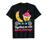 Bicicleta tándem Banana Cupcake Together We Ride Design Camiseta