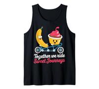 Bicicleta tándem Banana Cupcake Together We Ride Design Camiseta sin Mangas