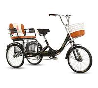 Bicicleta Tres Ruedas para Exteriores, Triciclo para Adultos 20 Pulgadas, Bicicleta para Adultos con Cesta Compra y Asiento Trasero, Bicicleta Crucero Tres Ruedas para Que los Padres recojan y Deje