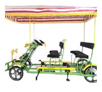 Bicicleta turística de cuatro ruedas para varias personas, con ruedas integradas para padres e hijos, ideal para atracciones turísticas, con pedaleo y autoconducción.(C)