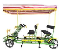 Bicicleta turística de cuatro ruedas para varias personas, con ruedas integradas para padres e hijos, ideal para atracciones turísticas, con pedaleo y autoconducción.(G)