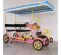 Bicicleta turística de cuatro ruedas para varias personas, con ruedas integradas para padres e hijos, ideal para atracciones turísticas, con pedaleo y autoconducción.(E)