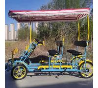 Bicicleta turística de cuatro ruedas para varias personas, con ruedas integradas para padres e hijos, ideal para atracciones turísticas, con pedaleo y autoconducción.(B)
