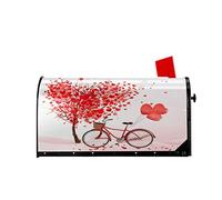 Bicicleta y camión Happy Valentine's Day Mailbox Covers Magnetic Mailbox Wraps Post Letter Box Cover Standard Oversize 21 X 18 Mailwrap Garden Home Decor