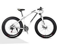 Bicicletas de montaña de neumáticos gordos para hombres y mujeres, bicicleta de nieve de playa de suspensión completa para adultos MTB, 20/24/26 pulgadas, 21-30 velocidades, frenos de disco, blanco,