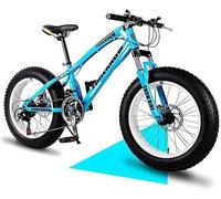 Bicicletas de montaña de neumáticos gordos para hombres y mujeres, bicicleta de nieve de playa de suspensión completa para adultos MTB, 20/24/26 pulgadas, 21-30 velocidades, frenos de disco, azul, 26