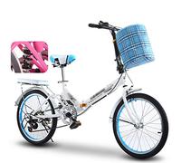 Bicicletas Plegables Bicicleta de 16 Pulgadas 6 velocidades, Cuadro de Acero de Paso bajo Bicicleta compacta Plegable con portaequipaje y Bolsa de Transporte Paseos urbanos y desplazamientos