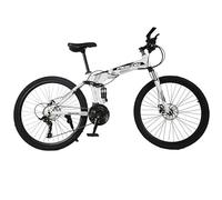 Bicicletas Plegables Bicicleta de montaña Plegable portátil para Adultos Bicicleta de Doble suspensión Bicicleta MTB para Hombres Mujeres Marco de Acero de Alto Carbono Ligero, Blanco / 24 p