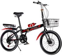 Bicicletas Plegables Bicicleta Plegable Marco Ligero de Acero al Carbono 7 velocidades Frenos de Disco Dobles Guardabarros Delantero y Trasero para desplazamientos Diarios y Viajes urbanos