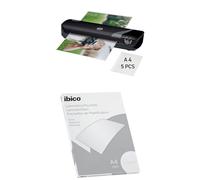 bico 627308 - Carteras Plastificar A4 Light, Acabado Brillante, 80 Micras, Plastificadoras Térmicas, para Documentos, Fotos y Material Escolar, 100 Uds + GBC Inspire+ - Plastificadora, A4, uso en casa