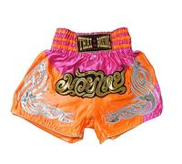Bicolor Rosa Naranja Talla L - Pantalón Corto de Muay Thai para Boxeo, MMA, Kickboxing, Gimnasio y Fitness, Unisex para Hombres y Mujeres