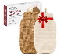 BICTIVE® Kit de 2 Guantes Exfoliantes Corporales de Fibras Naturales. Para Eliminar Piel Muerta y Tener Piel Suave y Luminosa. Manopla Exfoliante, Guantes de Crin para la Ducha. Suave e Intenso