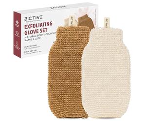 BICTIVE® Kit de 2 Guantes Exfoliantes Corporales de Fibras Naturales. Para Eliminar Piel Muerta y Tener Piel Suave y Luminosa. Manopla Exfoliante, Guantes de Crin para la Ducha. Suave e Intenso