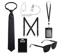 BICUIYIT Kit de Accesorios para Disfraz de Agente Secreto, Servicio Secreto y Espía (MIB) | Juego Completo con Lentes y Accesorios para Carnaval y Rol (juego C)