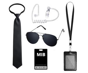 BICUIYIT Kit de Accesorios para Disfraz de Agente Secreto, Servicio Secreto y Espía (MIB) | Juego Completo con Lentes y Accesorios para Carnaval y Rol (juego B)