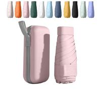 BICUIYIT Mini Paraguas Plegable, Paraguas Pequeño de Bolsillo con Protección UV 50+ y Antiviento | 6 Costillas Reforzadas | Incluye Estuche Compacto | Portátil para Viaje, Sol y Lluvia | Unisex