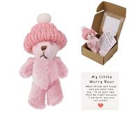 BICUIYIT Orsetto In Scatola, Un Piccolo Orsetto Tascabile, Orsacchiotto Di Peluche Fatto a Mano con Biglietto Motivazionale - Regalo Positivo per Famiglia e Amigos (Rosa)