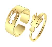 bicup Anillo Anillos Mujer Hombre Rings Boho Langosta Ajustable Anillo Par Conjunto Para Hombres Mujeres Ocean Beach Lindo Animal Oro