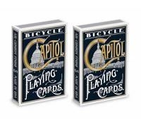 Bicycle Capitol - Cartas de juego, color negro, acabado Air-Cushion, fabricadas en Estados Unidos, paquete de 2 barajas