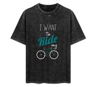 Bicycle I Want to Ride My Bike Mens Mountain Road BMX Hipster Fixie T-Shirt Printed tee Graphic Top for Men Black Shirt M