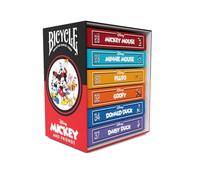 Bicycle Mickey and Friends Box Set - Set de 6 Barajas Disney (Mickey, Minnie, Donald, Daisy, Goofy y Pluto) - Cartas Poker Premium con Air Cushion - Edición Coleccionista