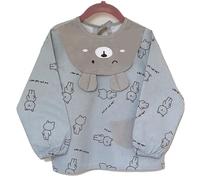 BIDABOUM | Babero delantal de manga larga para niños en tela de algodón | Perfecto para comer, pintar, cocinar, guardería, escuela, comedor, etc. | Toalla babero para bebé impermeable y sin plástico