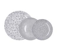 Bidasoa 5426678 - Vajilla de porcelana Aquilea GRIS 18 piezas 6 personas