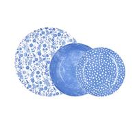 Bidasoa Aquilea Vajilla Porcelana 18 Piezas 6 Personas Azul